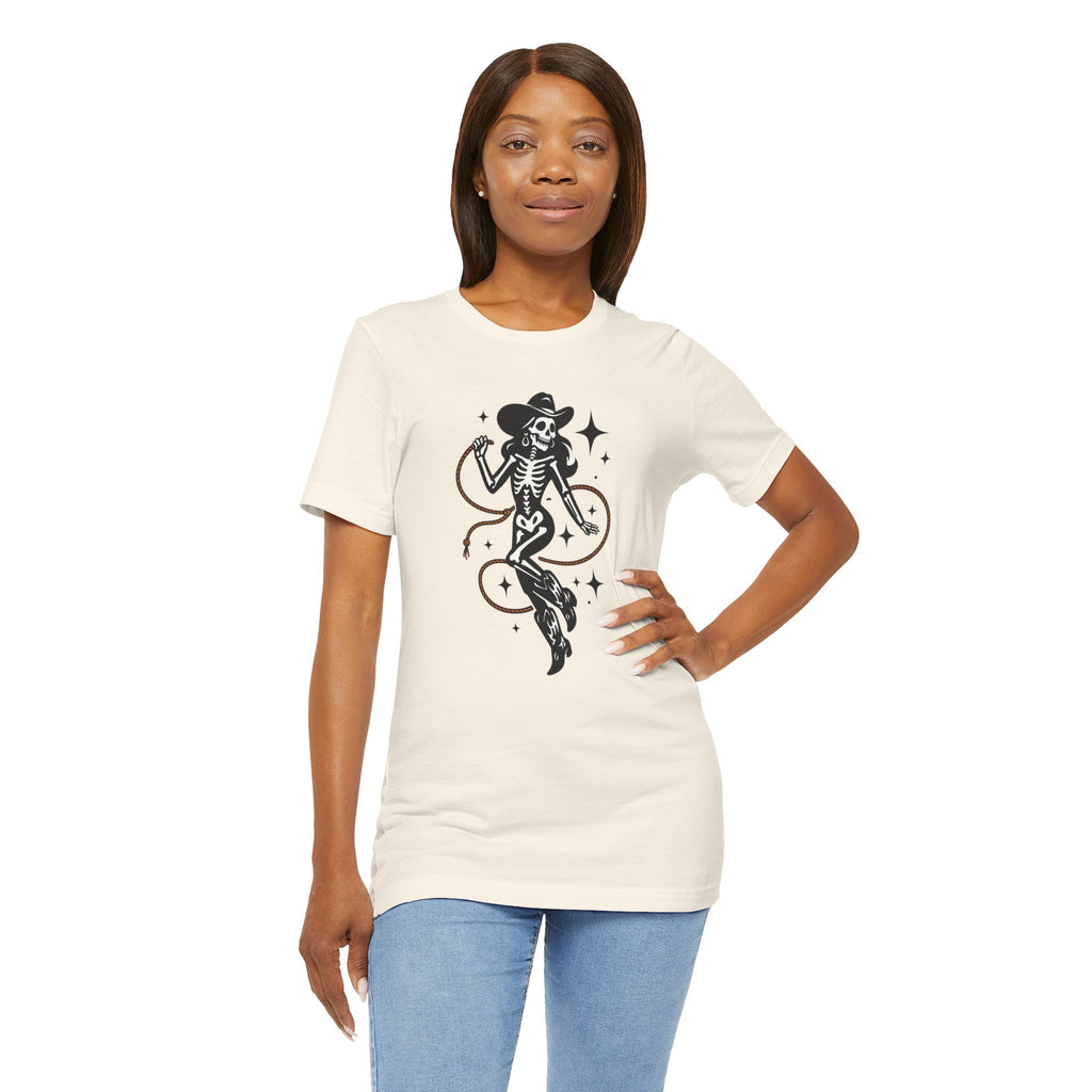 Cowgirl Skeleton Graphic Tee — Western Cowboy Skull Tee
