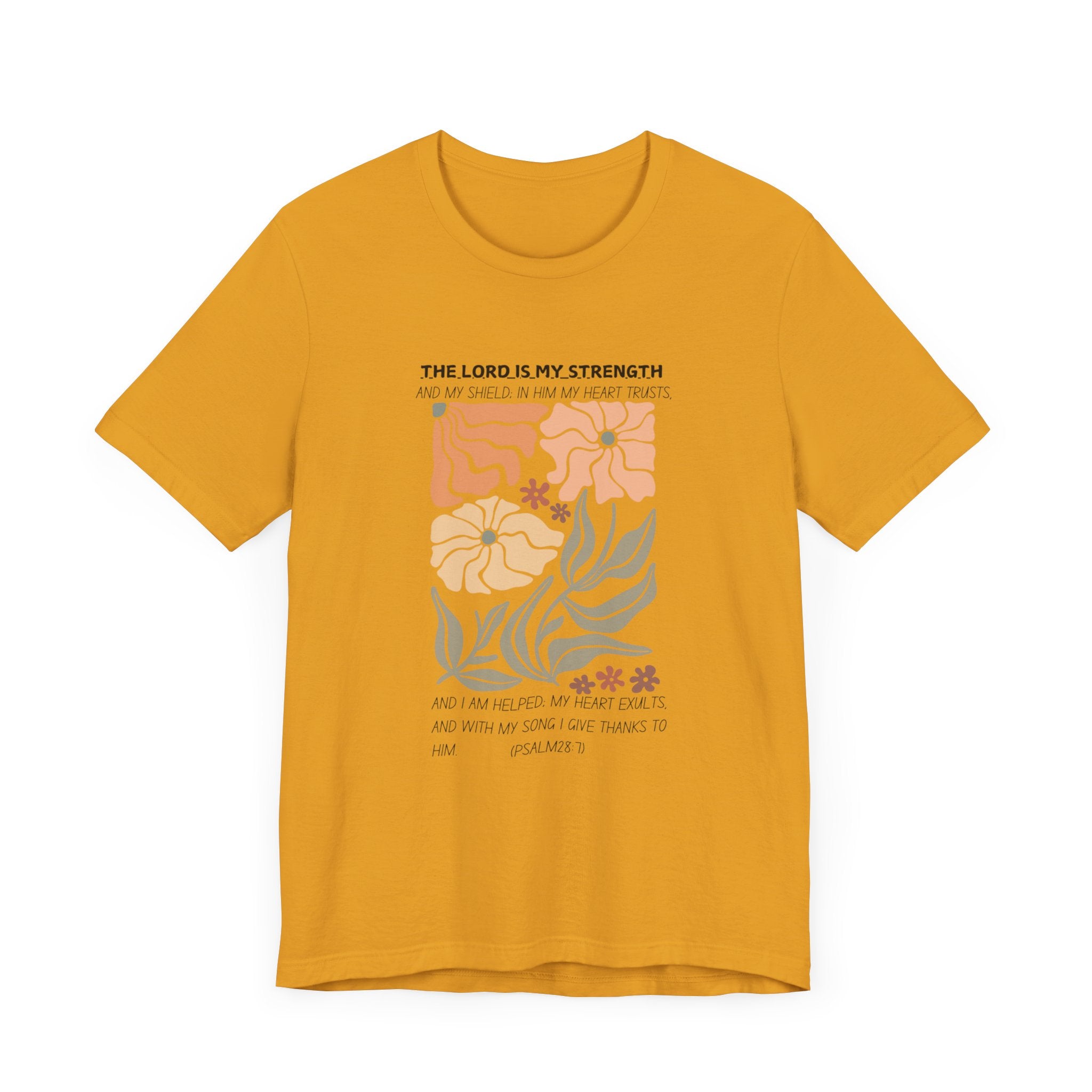 Boho Retro Flower T-shirt with Psalm 28:7 Tee