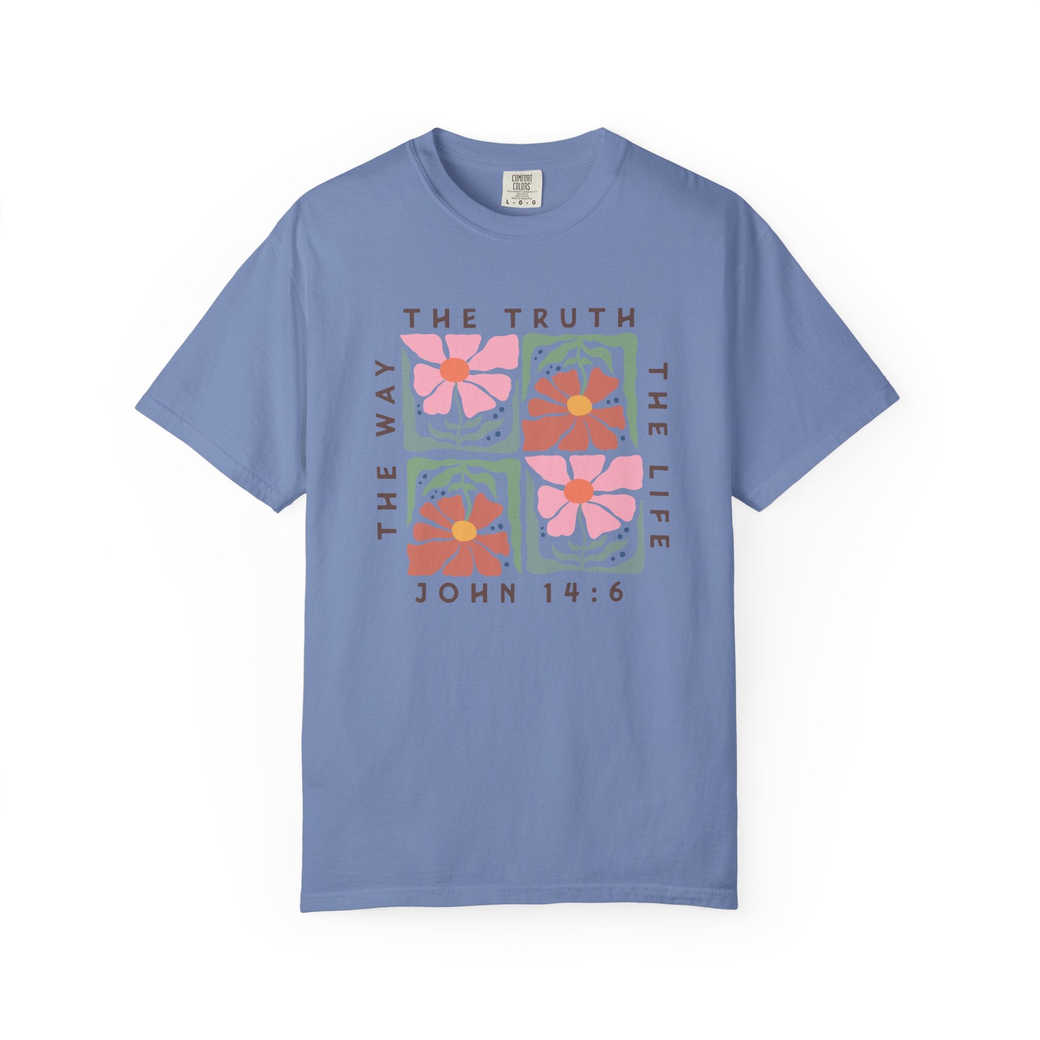 Christian Floral T-Shirt — “The Way The Truth The Life” John 14:6 Graphic Tee