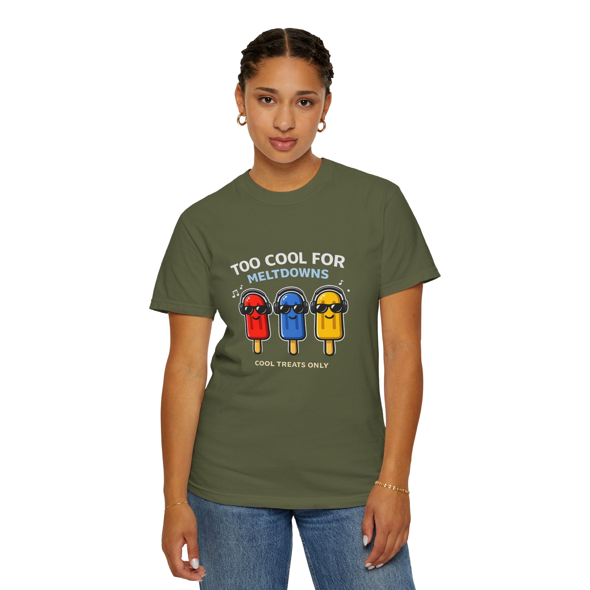 3 Cool Popsicles Graphic T-Shirt — "Too Cool for Meltdowns" Summer Tee