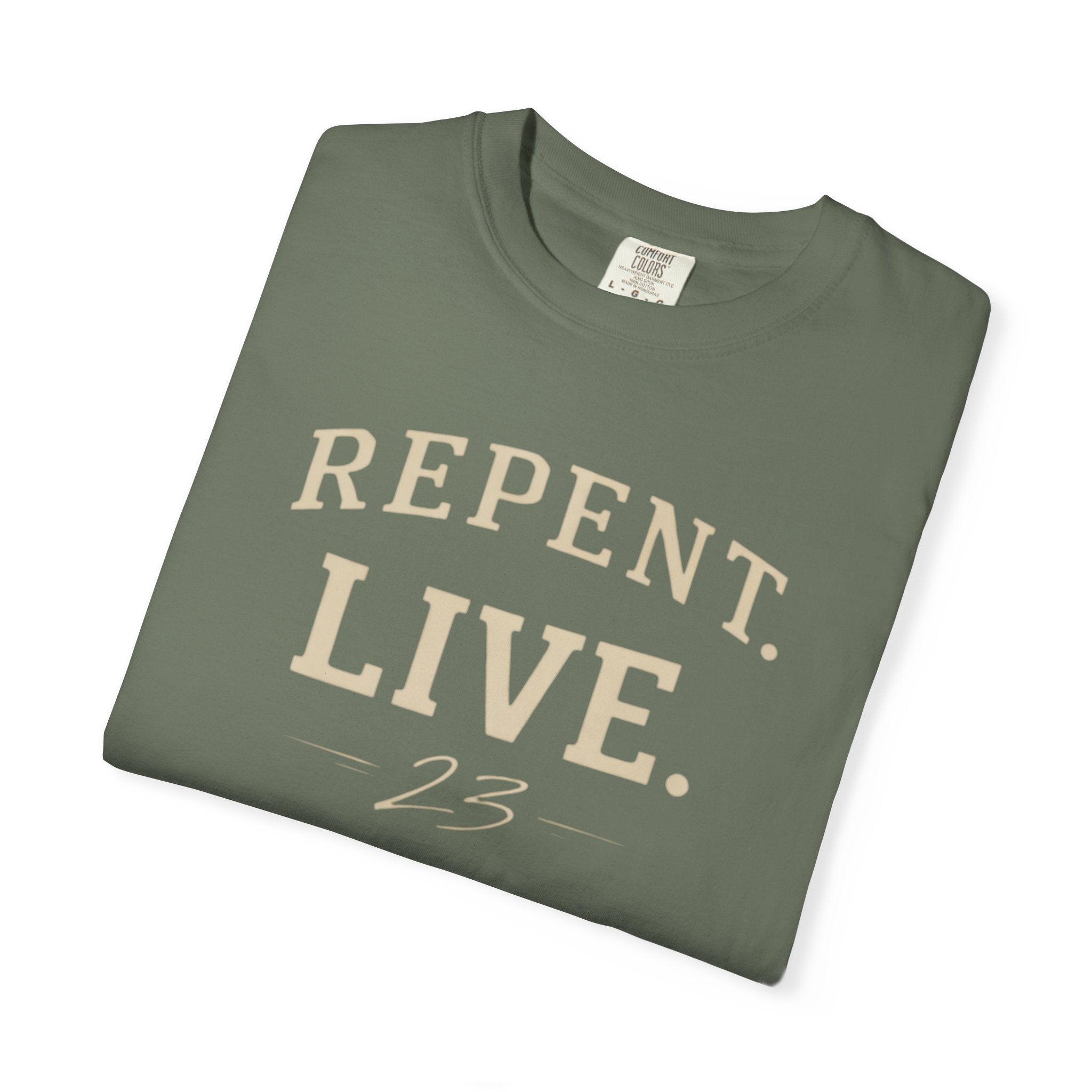 REPENT. LIVE. Faith T-Shirt — Bold Minimal Christian Tee