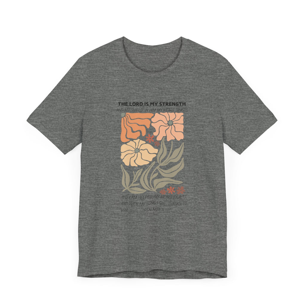 Boho Retro Flower T-shirt with Psalm 28:7 Tee