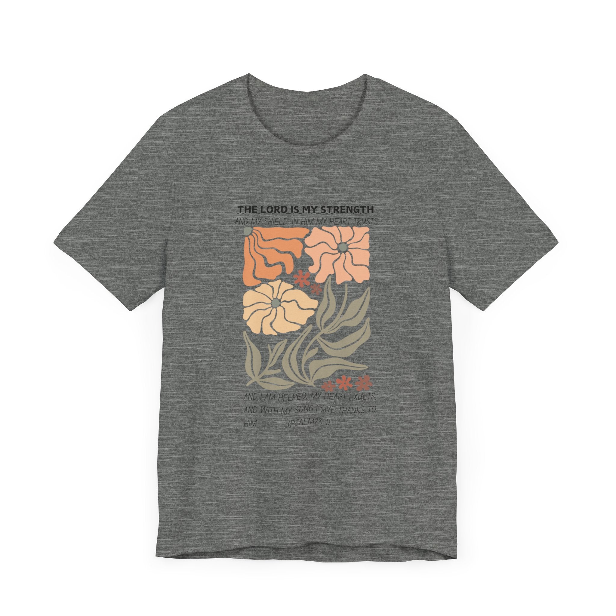 Boho Retro Flower T-shirt with Psalm 28:7 Tee