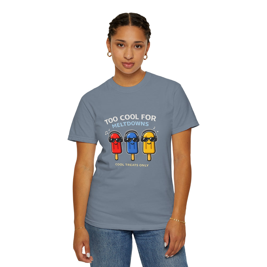 3 Cool Popsicles Graphic T-Shirt — "Too Cool for Meltdowns" Summer Tee