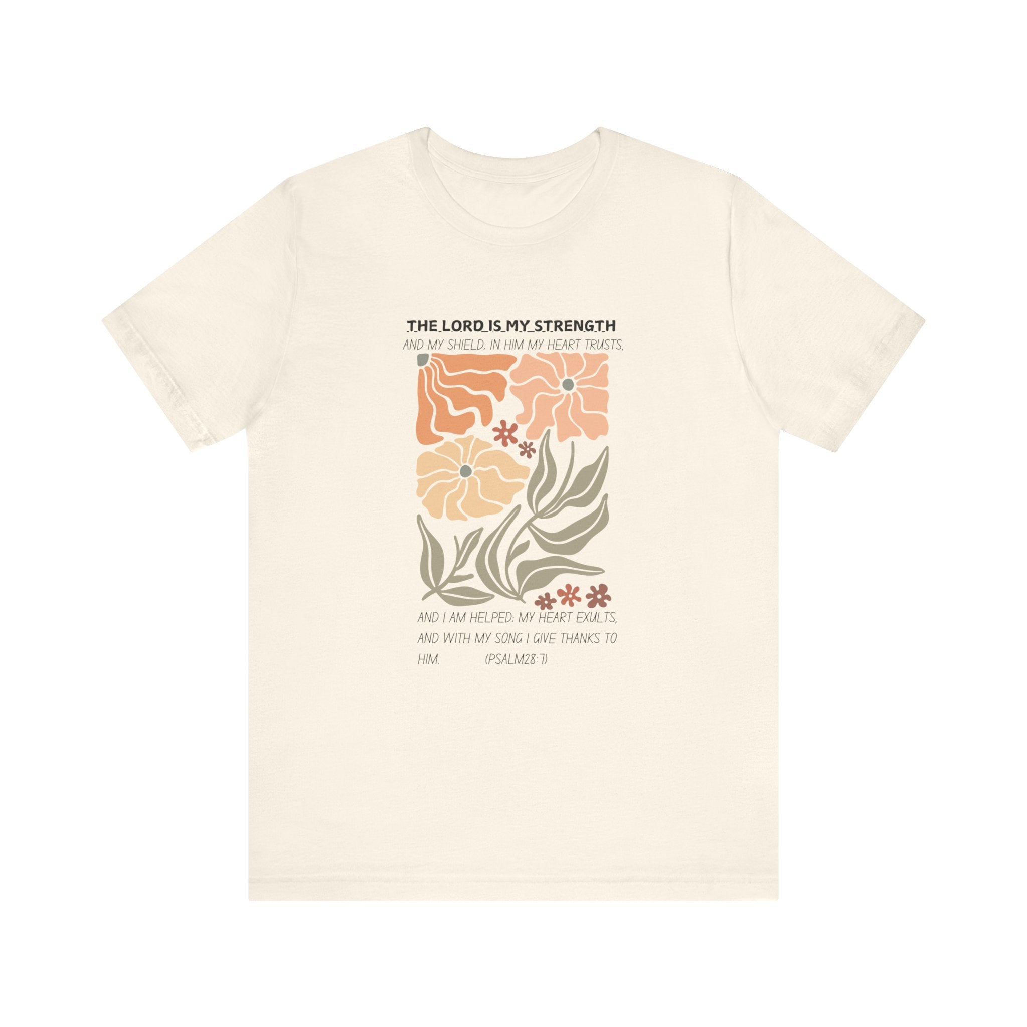 Boho Retro Flower T-shirt with Psalm 28:7 Tee