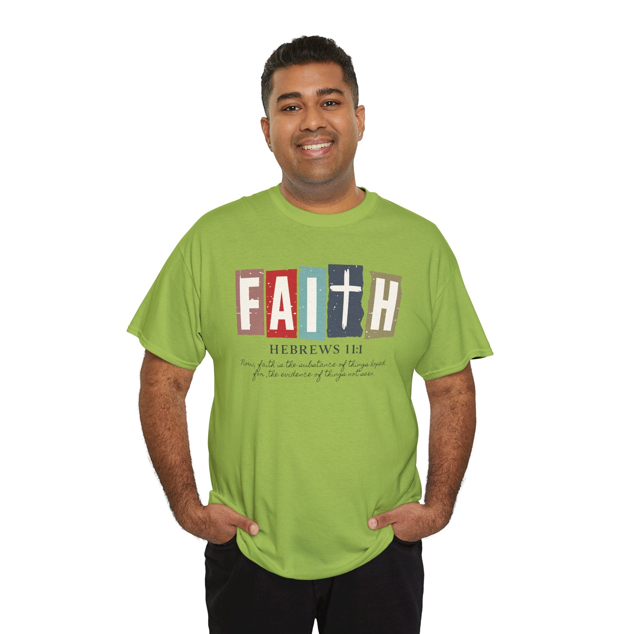 Funky Christian Tee - Colorful FAITH Design - Hebrews 11:1