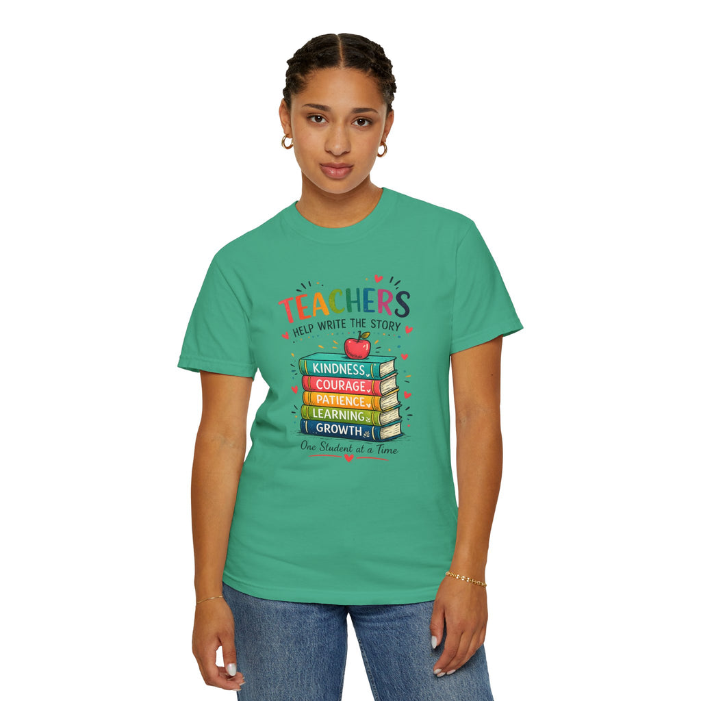 Teachers Help Write the Story Personalized Teacher T-Shirt™ | Custom Name Back | Premium Teacher Gift