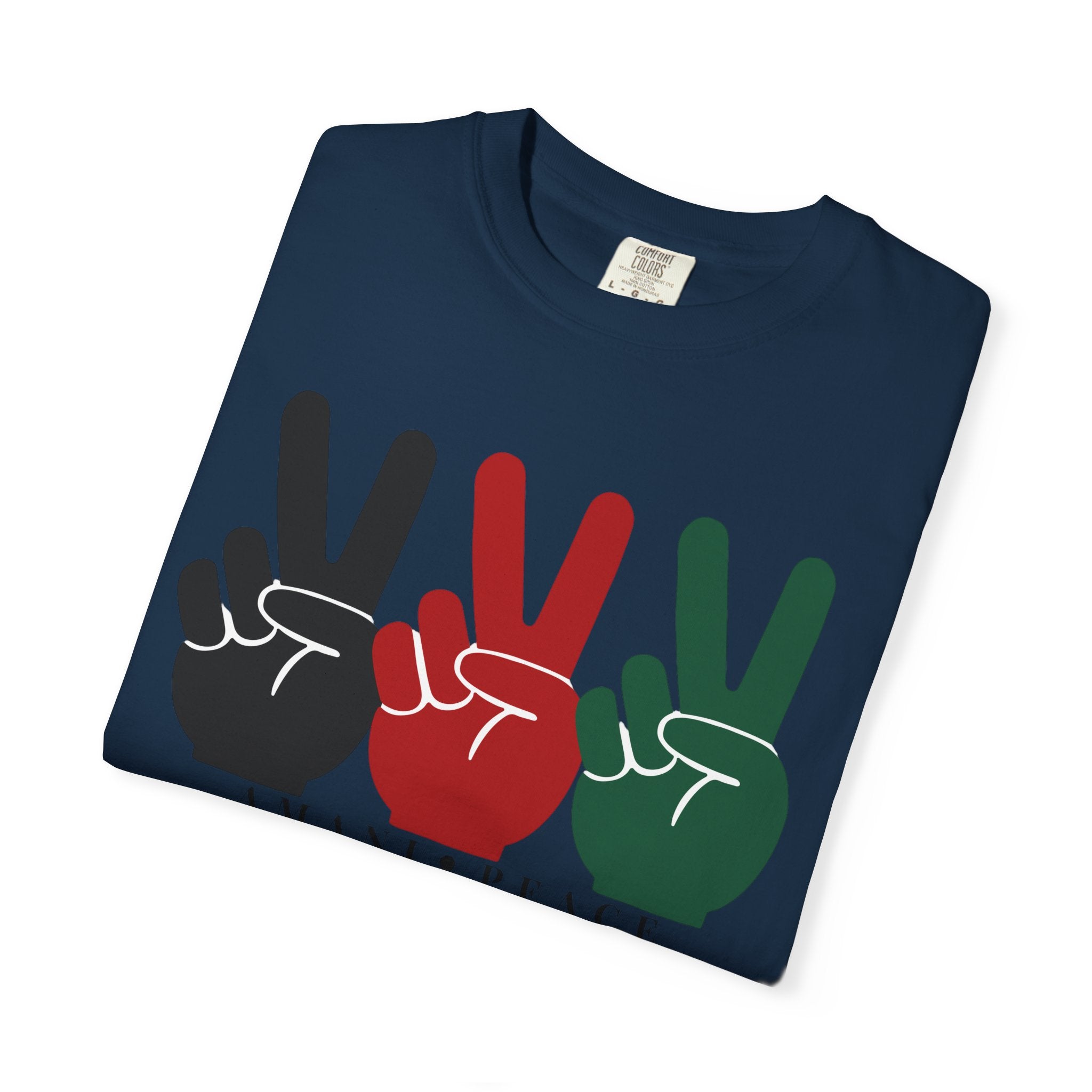 Peace Sign Trio T-Shirt — Black Red Green Retro Vibes