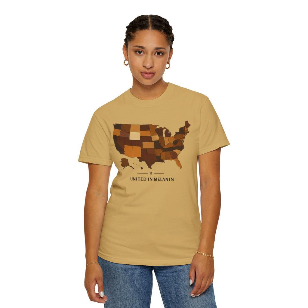 United in Melanin T-Shirt — Brown Shades USA Map Pride Tee