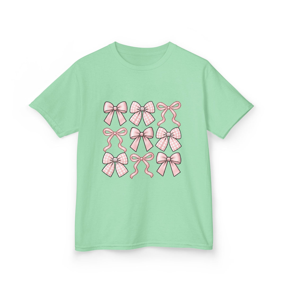 Pretty in Bows Girls’ Tee – Pink Ribbon Grid Shirt