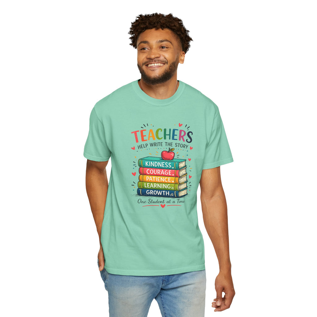 Teachers Help Write the Story Personalized Teacher T-Shirt™ | Custom Name Back | Premium Teacher Gift