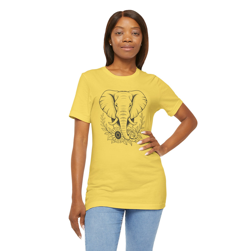 Elephant & Floral Strength T-Shirt — "Strength Meets Beauty"