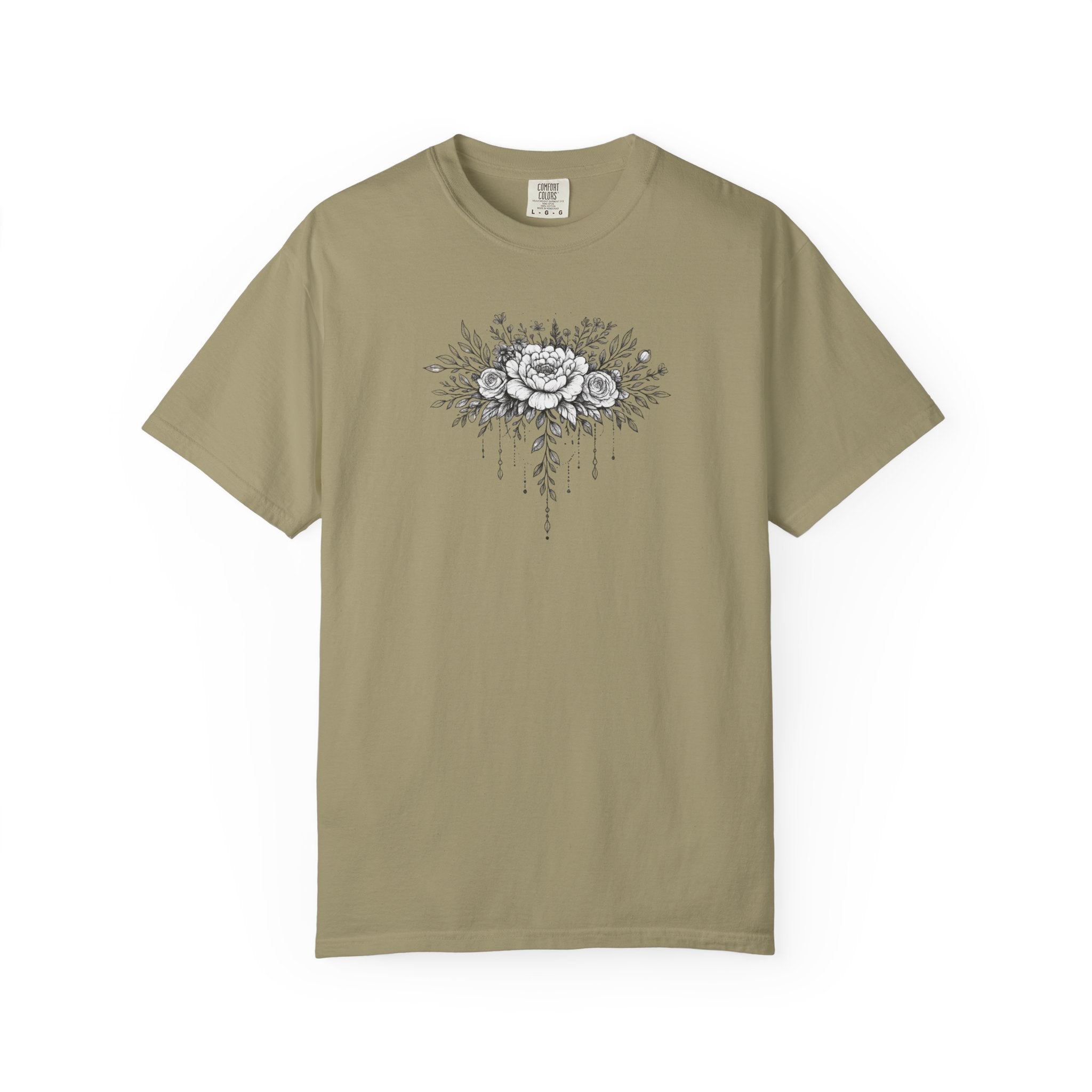 Floral Sketch T-Shirt — Vintage Black Rose Illustration
