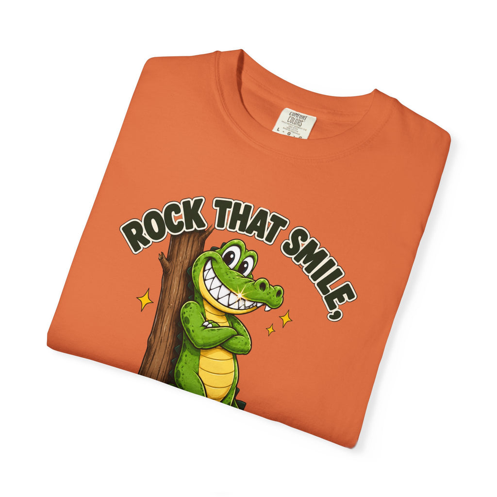 Rock That Smile Crocodile Adult Tee – Fun Graphic Crocodile Shirt