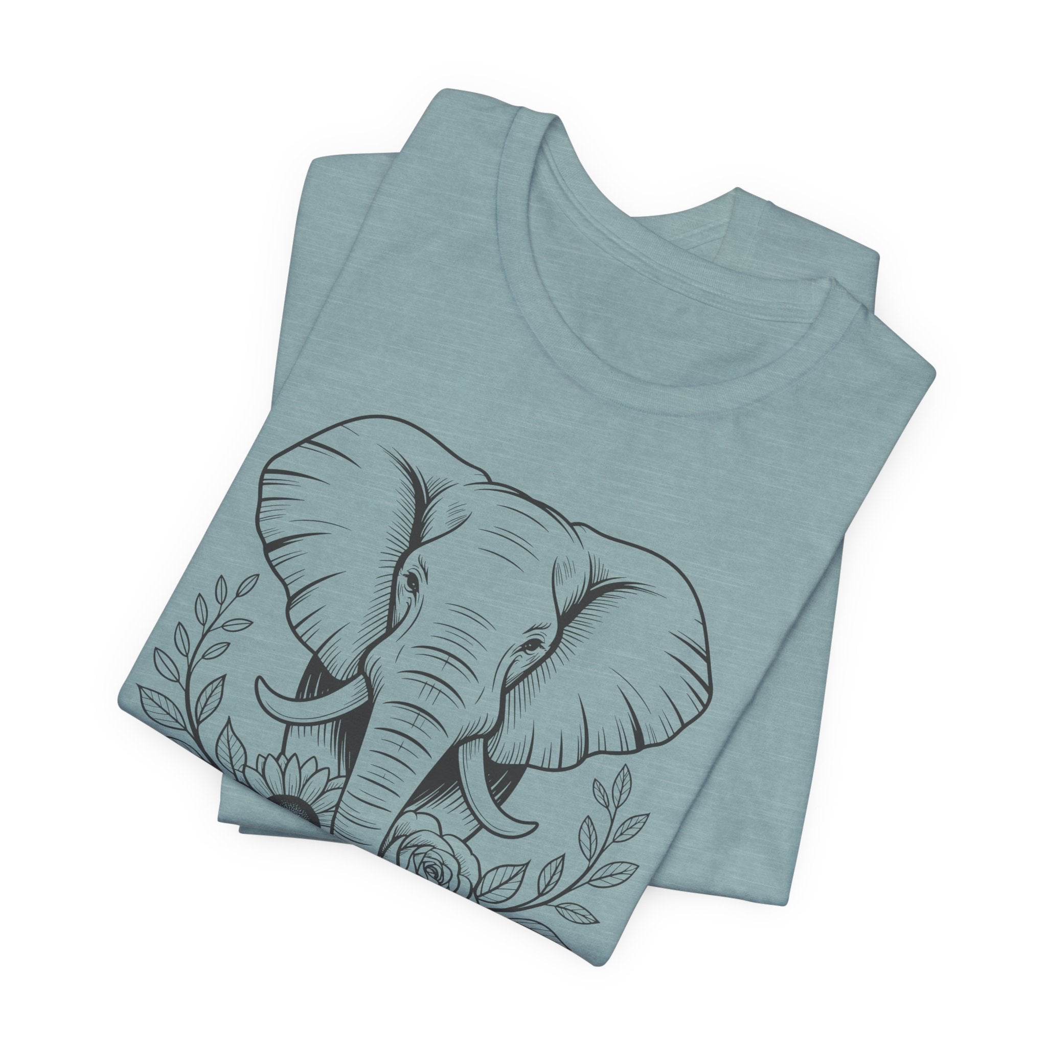 Elephant & Floral Strength T-Shirt — "Strength Meets Beauty"