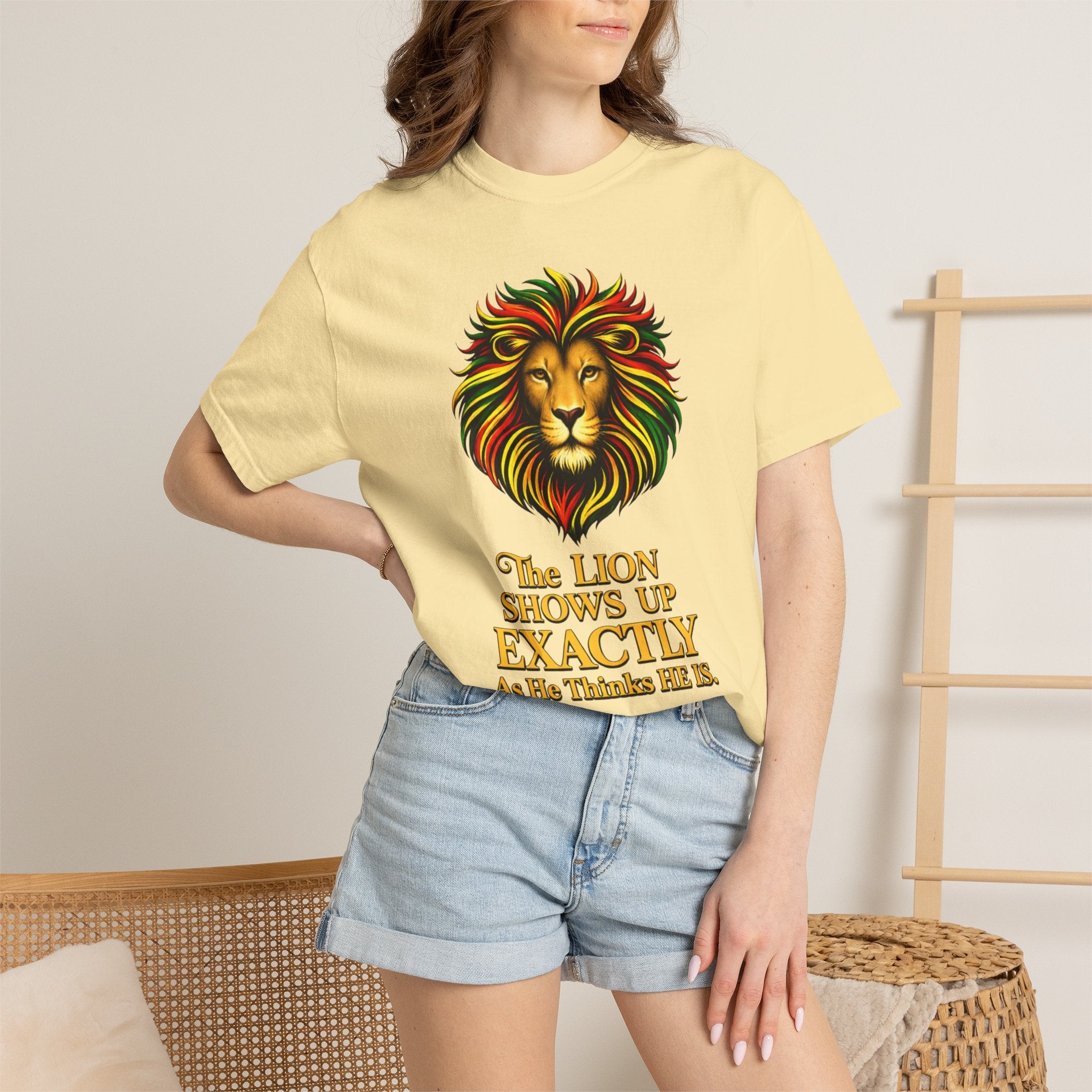 Lion T-Shirt — "The Lion Shows Up Exactly As He Thinks He Is" BLACK COLLECTION