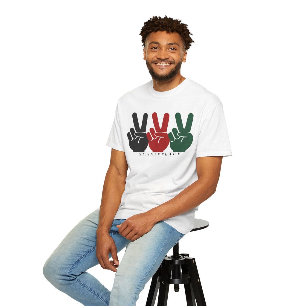 Peace Sign Trio T-Shirt — Black Red Green Retro Vibes