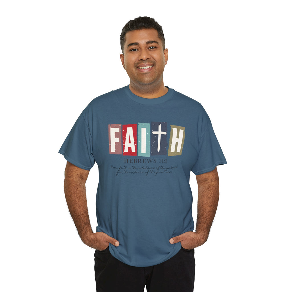 Funky Christian Tee - Colorful FAITH Design - Hebrews 11:1