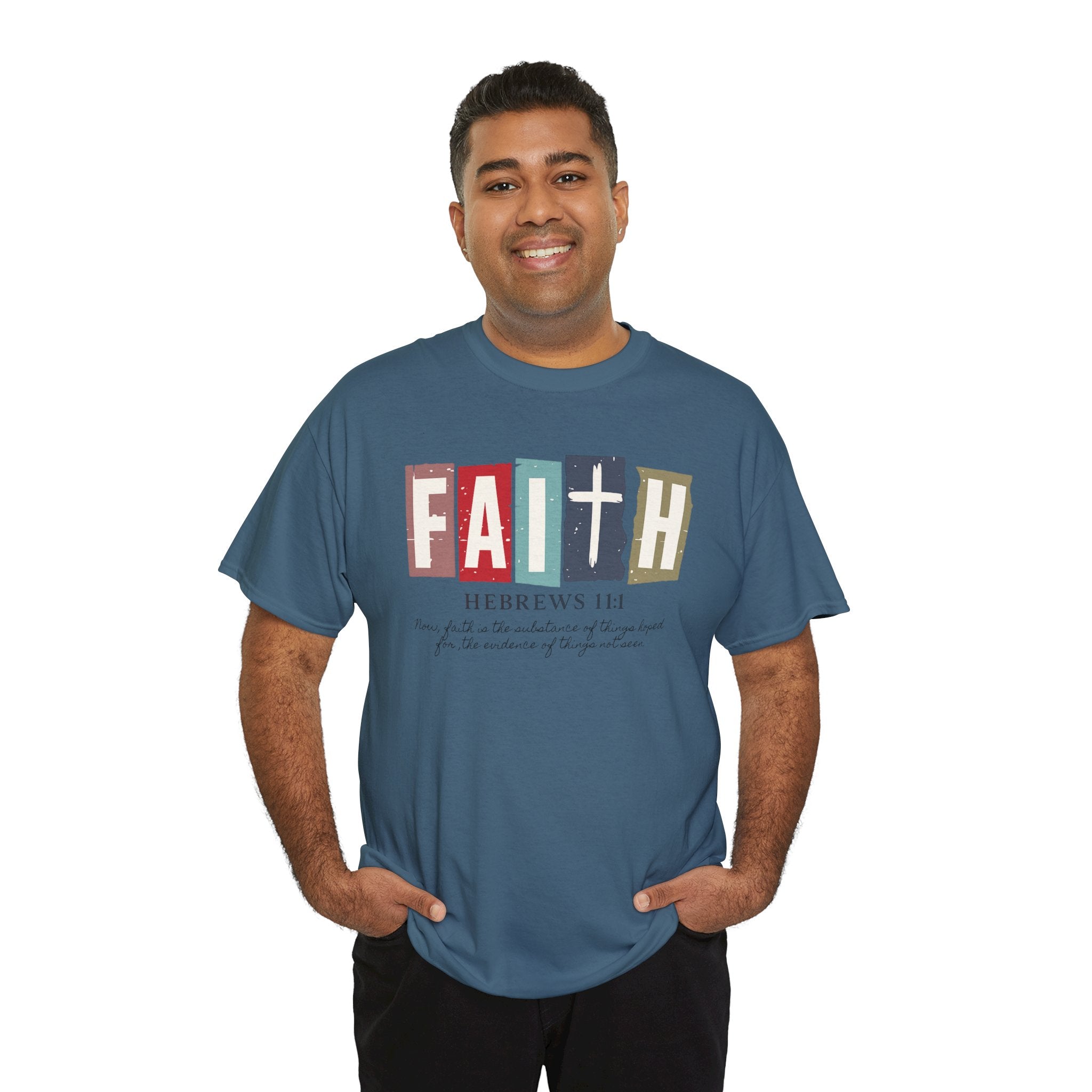 Funky Christian Tee - Colorful FAITH Design - Hebrews 11:1