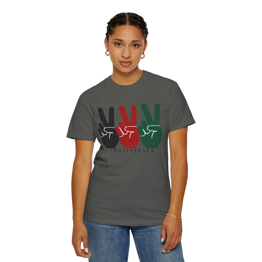 Peace Sign Trio T-Shirt — Black Red Green Retro Vibes