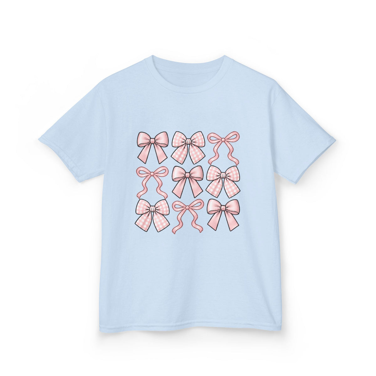 Pretty in Bows Girls’ Tee – Pink Ribbon Grid Shirt