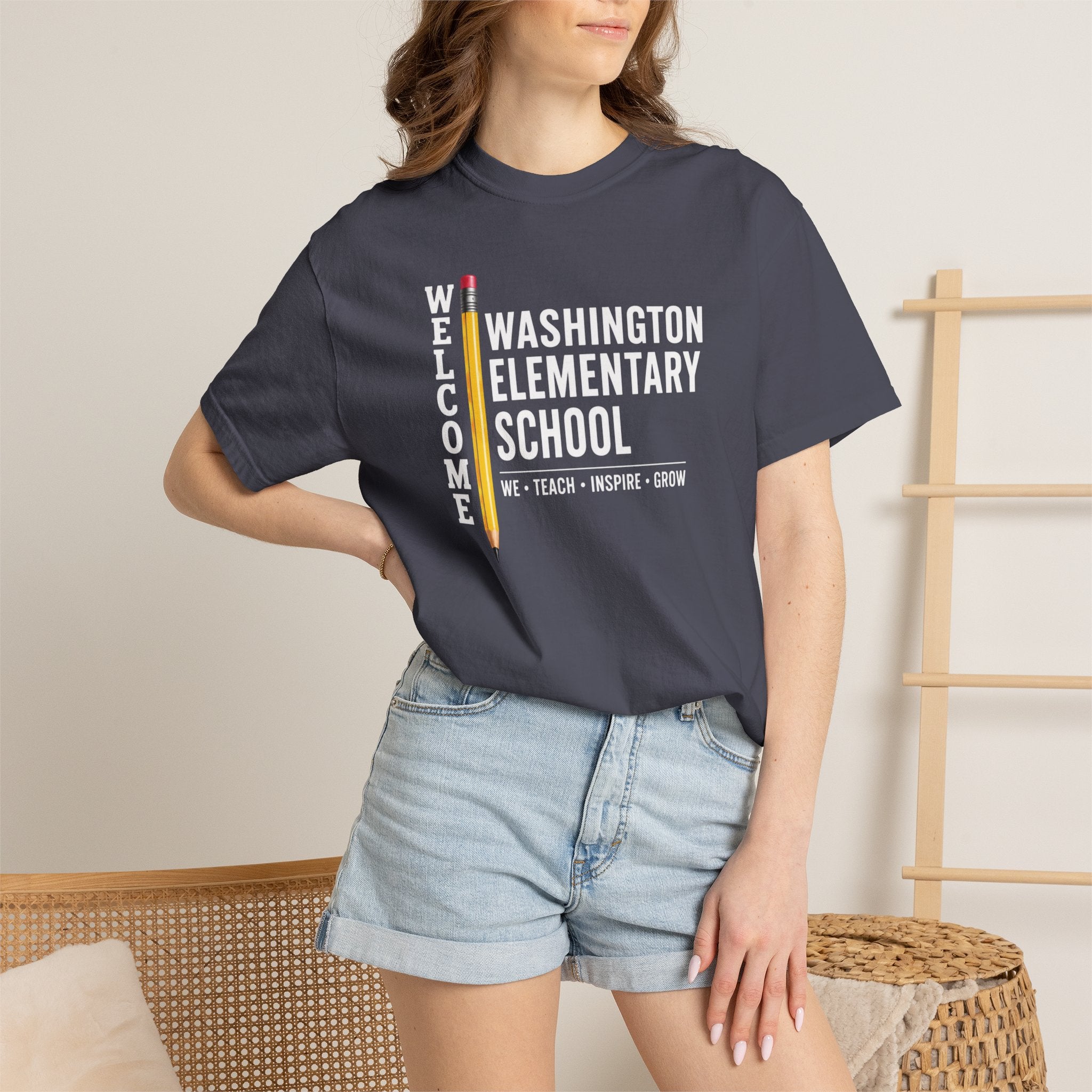 Washington Elementary School Welcome T-Shirt — 'Welcome' Pencil Design