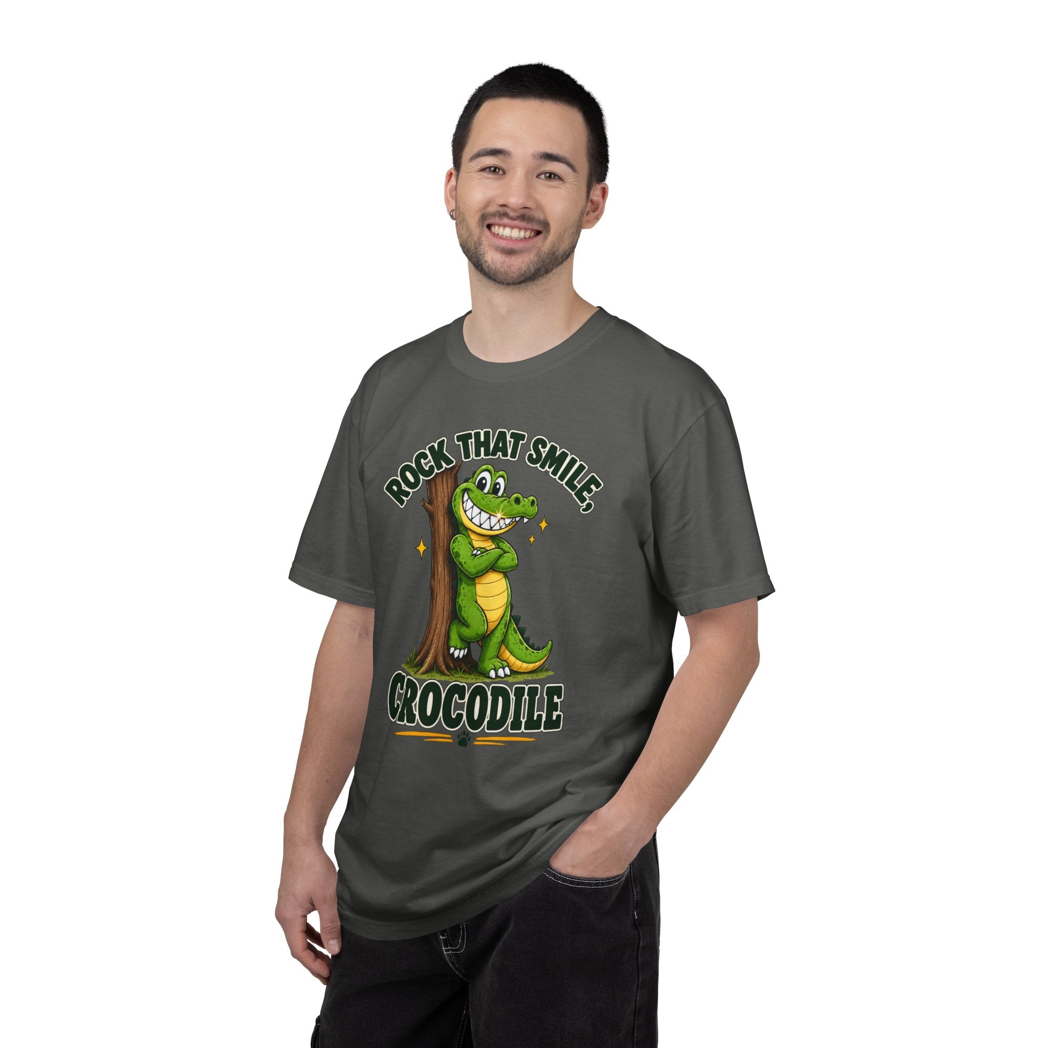 Rock That Smile Crocodile Adult Tee – Fun Graphic Crocodile Shirt