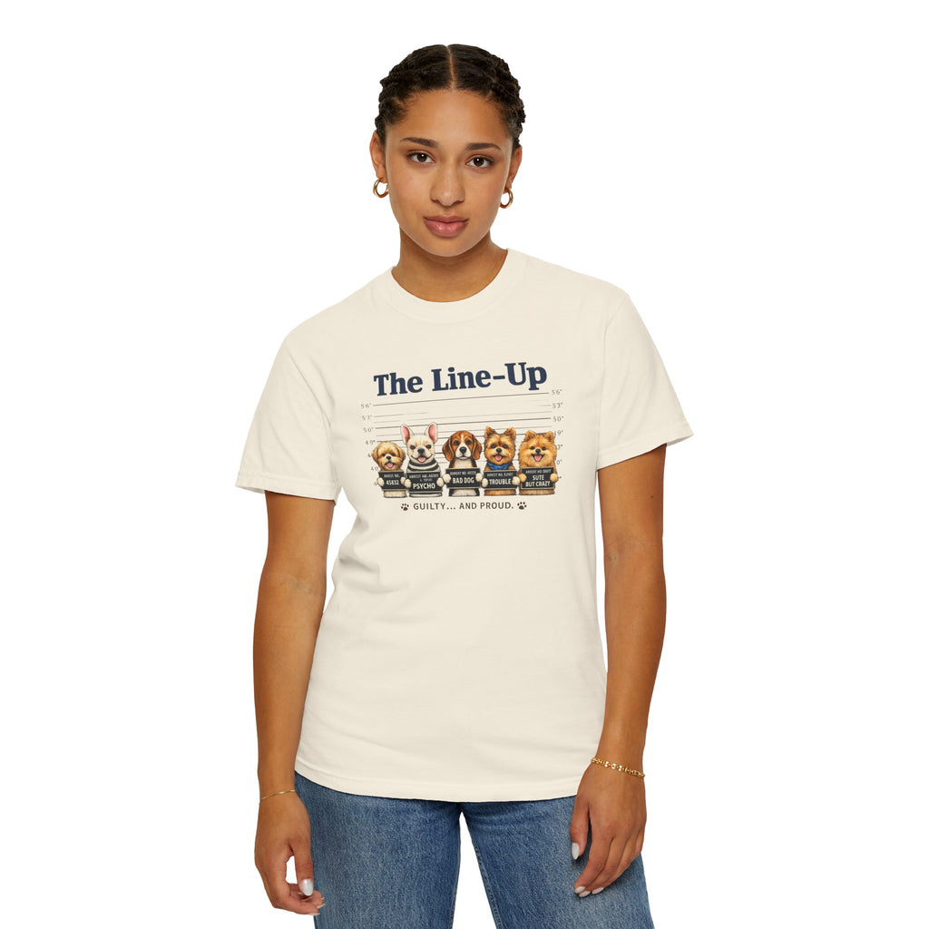 The Line-Up Cute Dog Mugshot T-Shirt — "Guilty and Adorable"