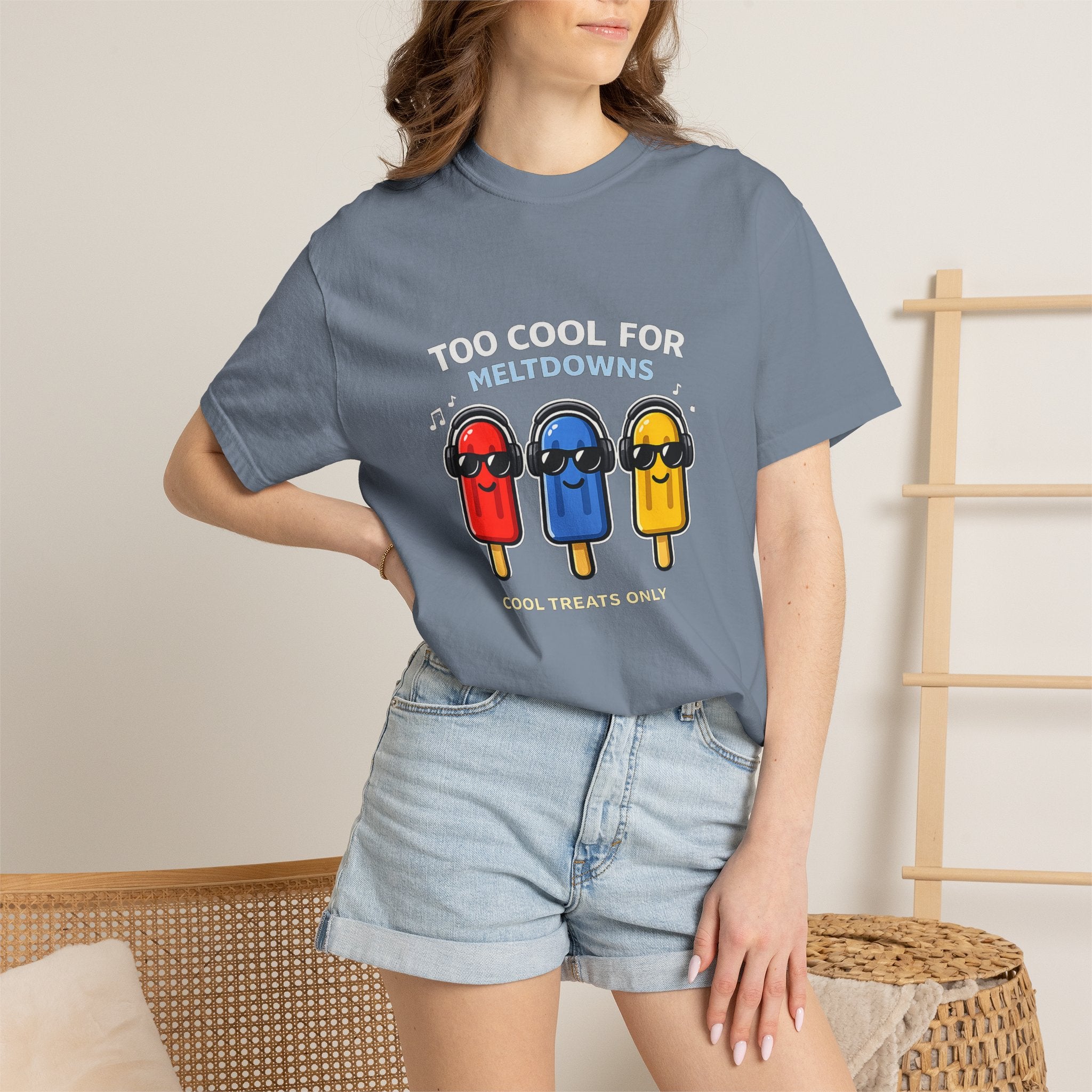 3 Cool Popsicles Graphic T-Shirt — "Too Cool for Meltdowns" Summer Tee