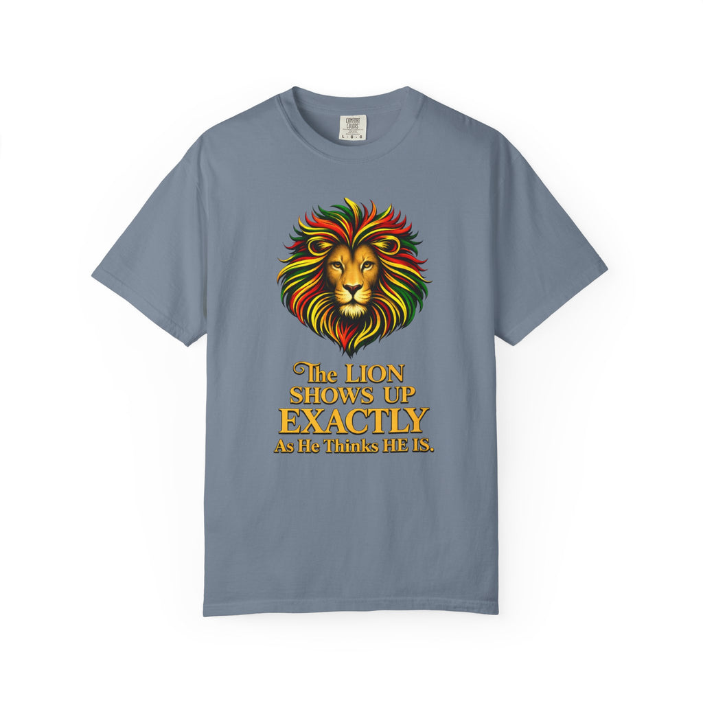Lion T-Shirt — "The Lion Shows Up Exactly As He Thinks He Is" BLACK COLLECTION