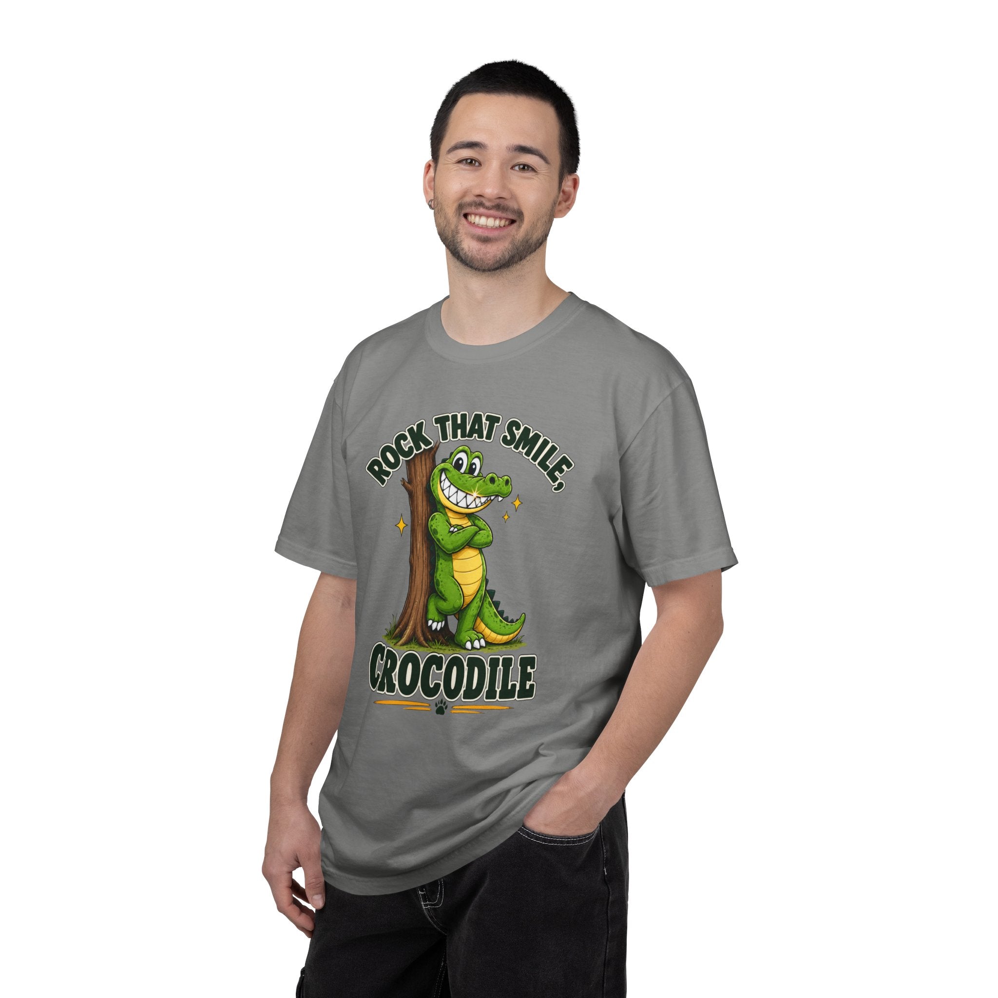 Rock That Smile Crocodile Adult Tee – Fun Graphic Crocodile Shirt