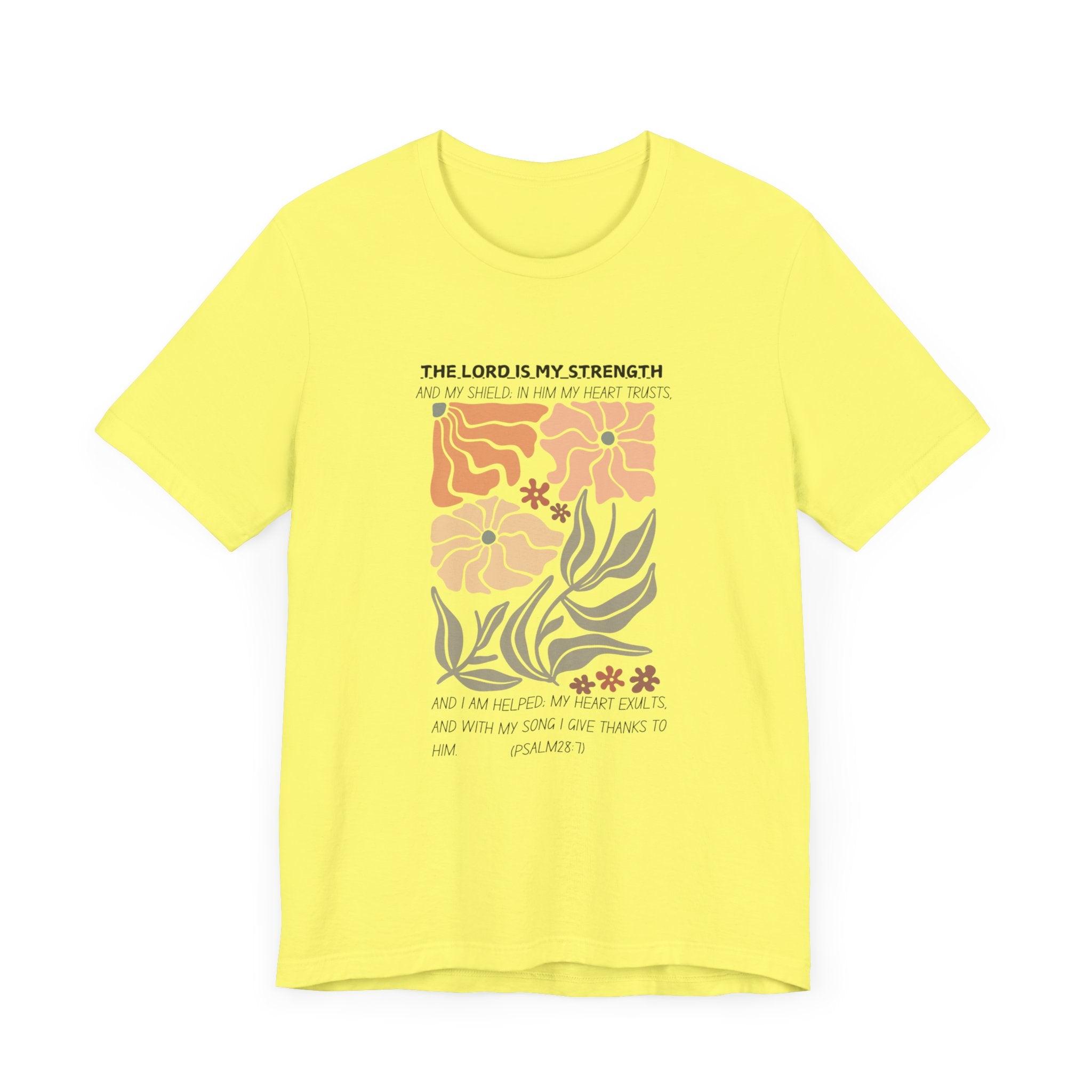 Boho Retro Flower T-shirt with Psalm 28:7 Tee
