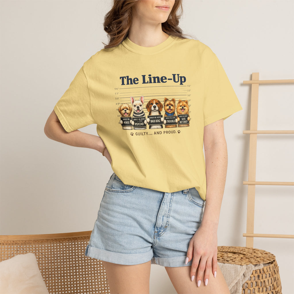 The Line-Up Cute Dog Mugshot T-Shirt — "Guilty and Adorable"