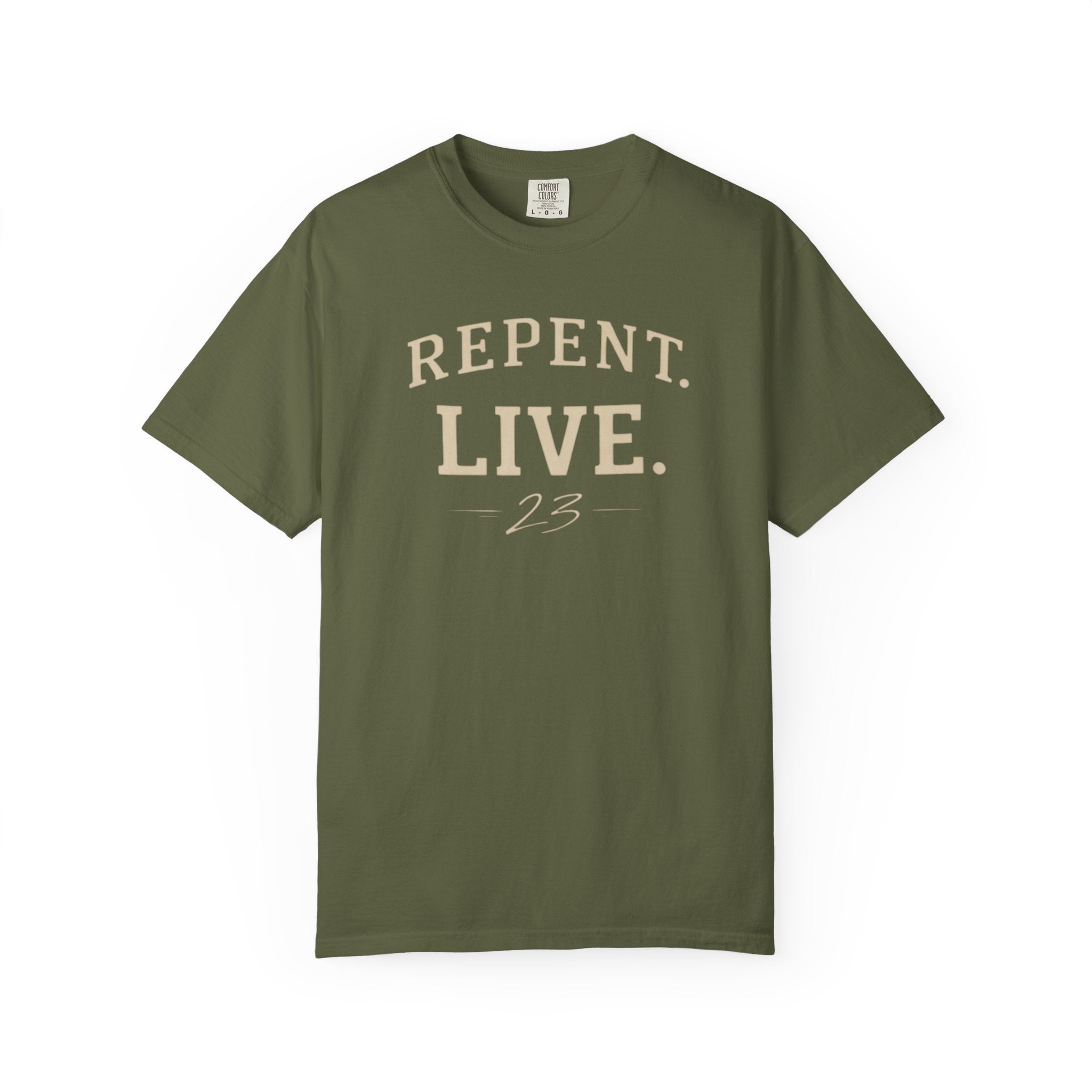 REPENT. LIVE. Faith T-Shirt — Bold Minimal Christian Tee