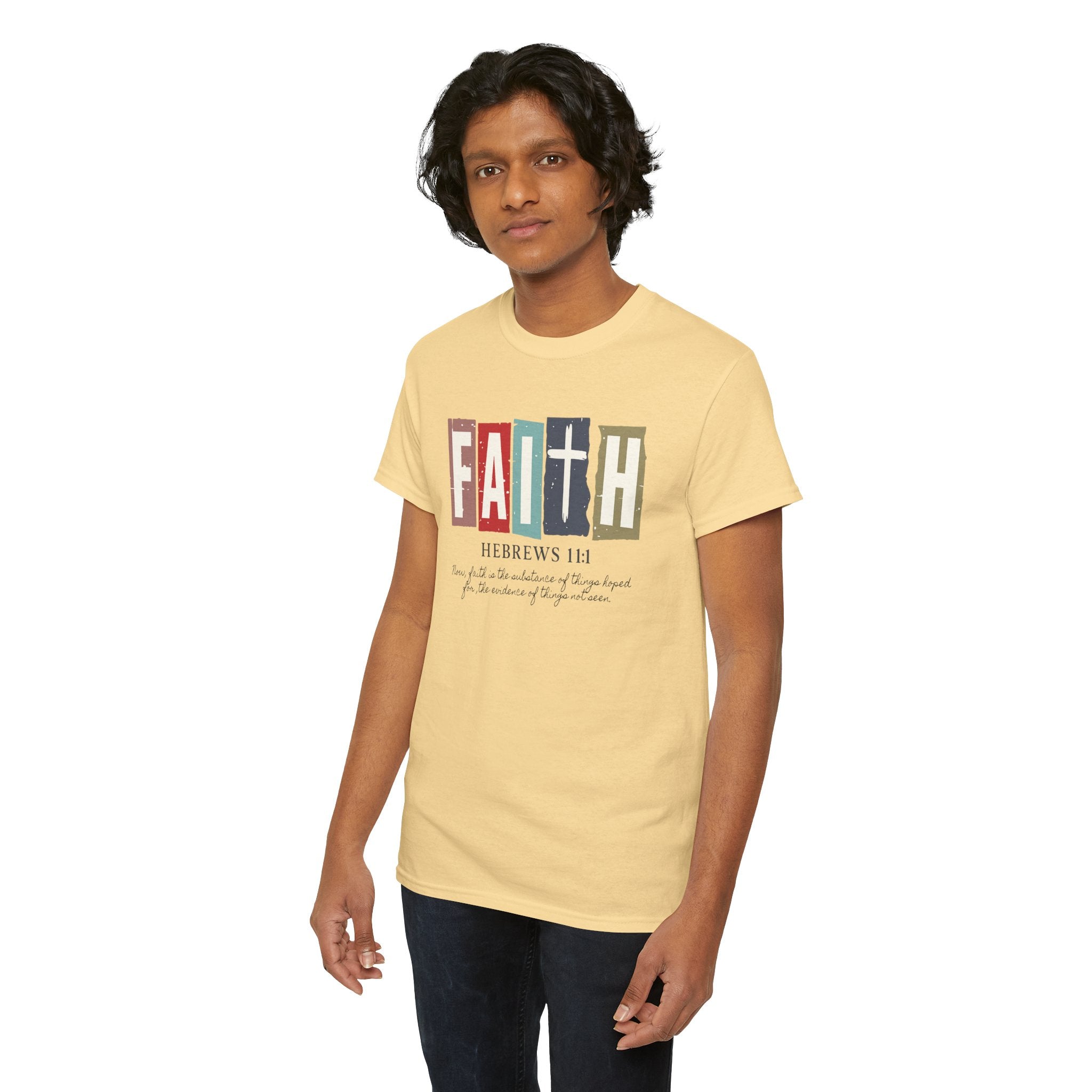 Funky Christian Tee - Colorful FAITH Design - Hebrews 11:1