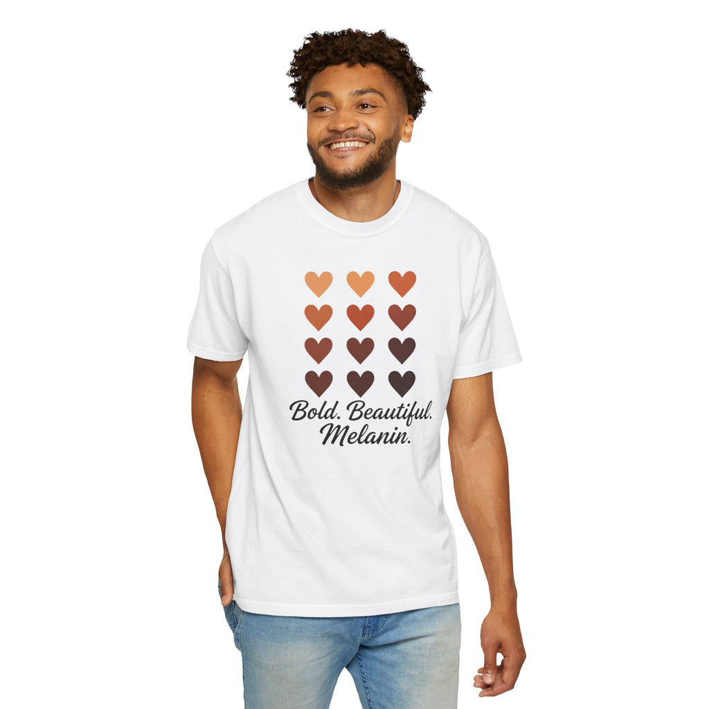 Bold Beautiful Melanin Hearts Tee
