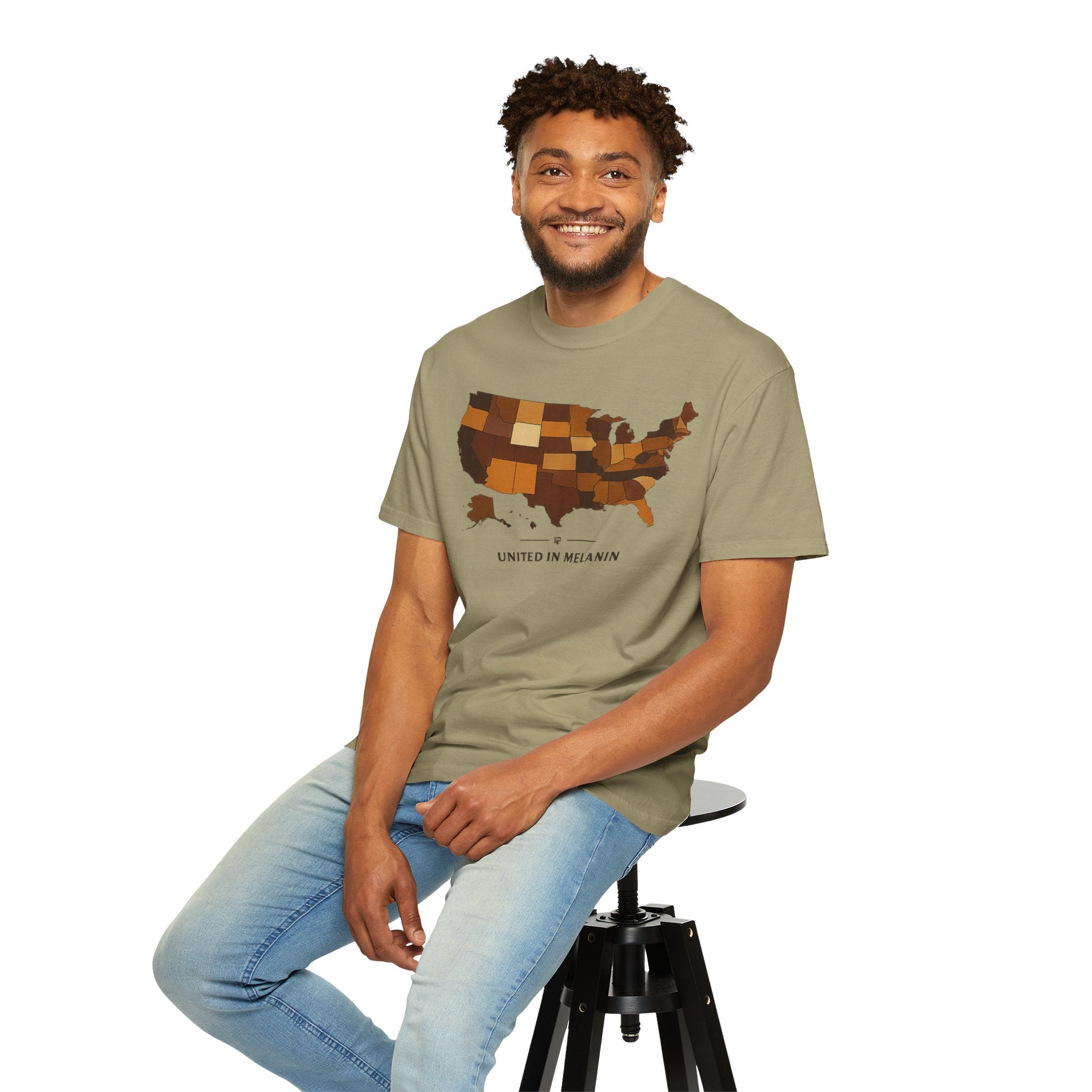 United in Melanin T-Shirt — Brown Shades USA Map Pride Tee