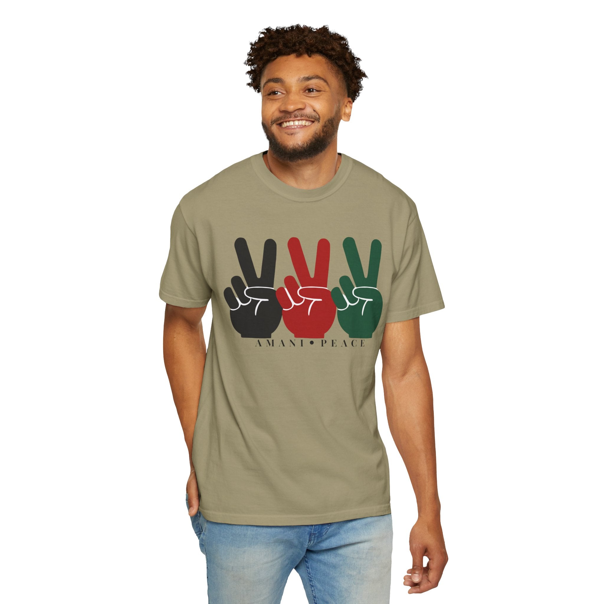 Peace Sign Trio T-Shirt — Black Red Green Retro Vibes