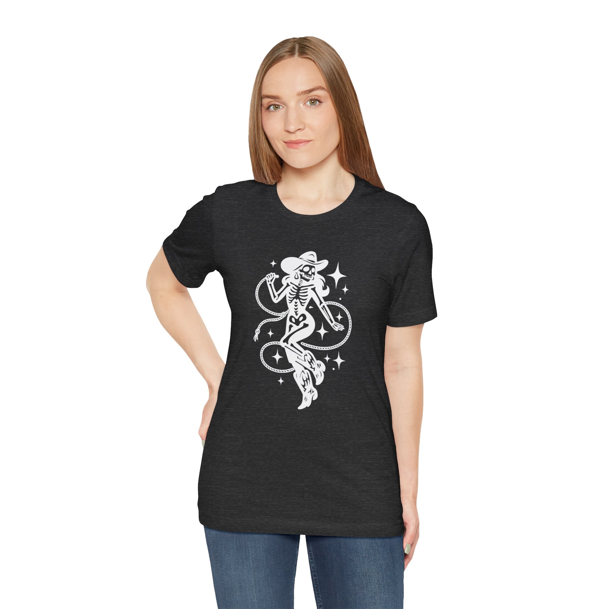 Western Outlaw Skeleton Tee — Coiled Rope & Star Graphic