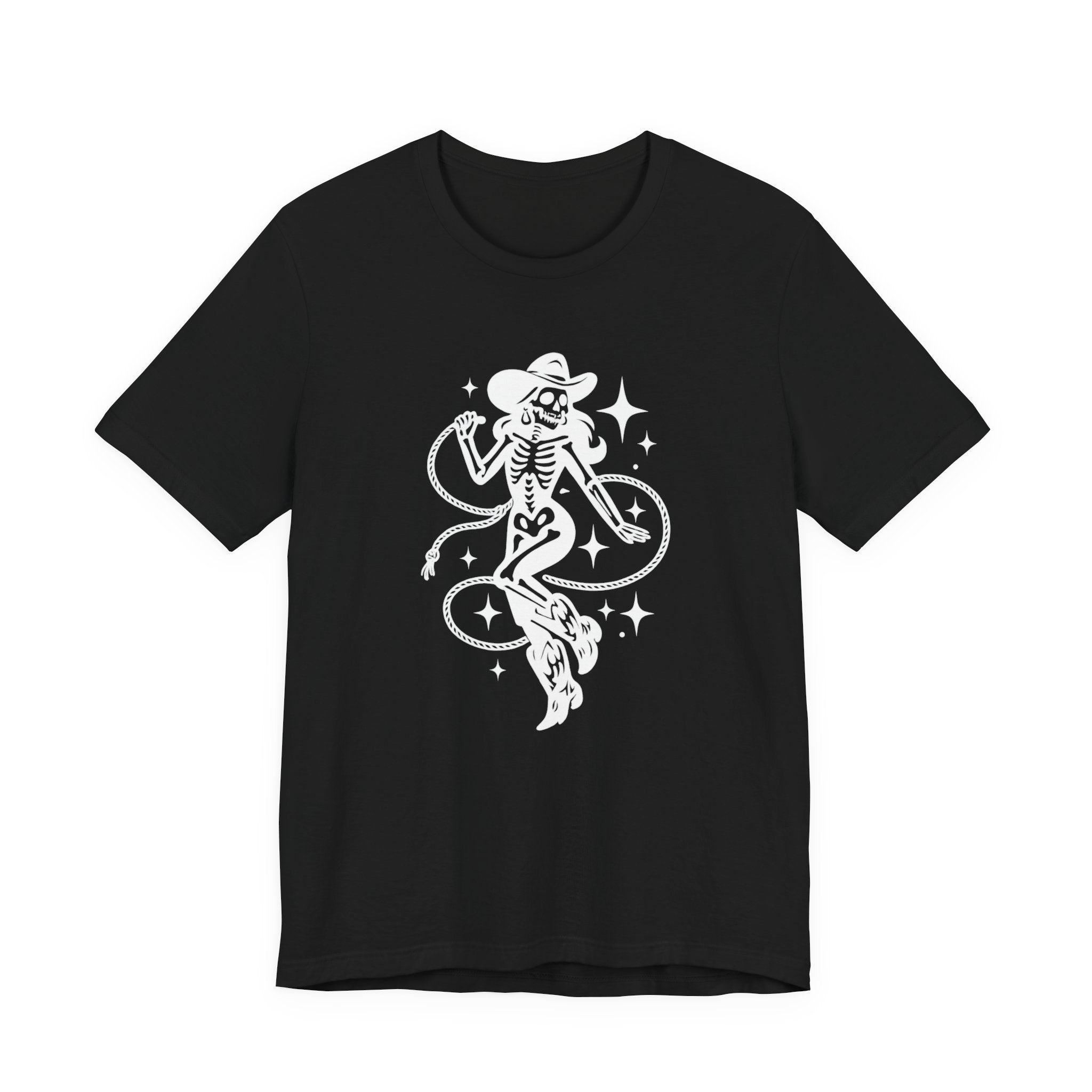Western Outlaw Skeleton Tee — Coiled Rope & Star Graphic