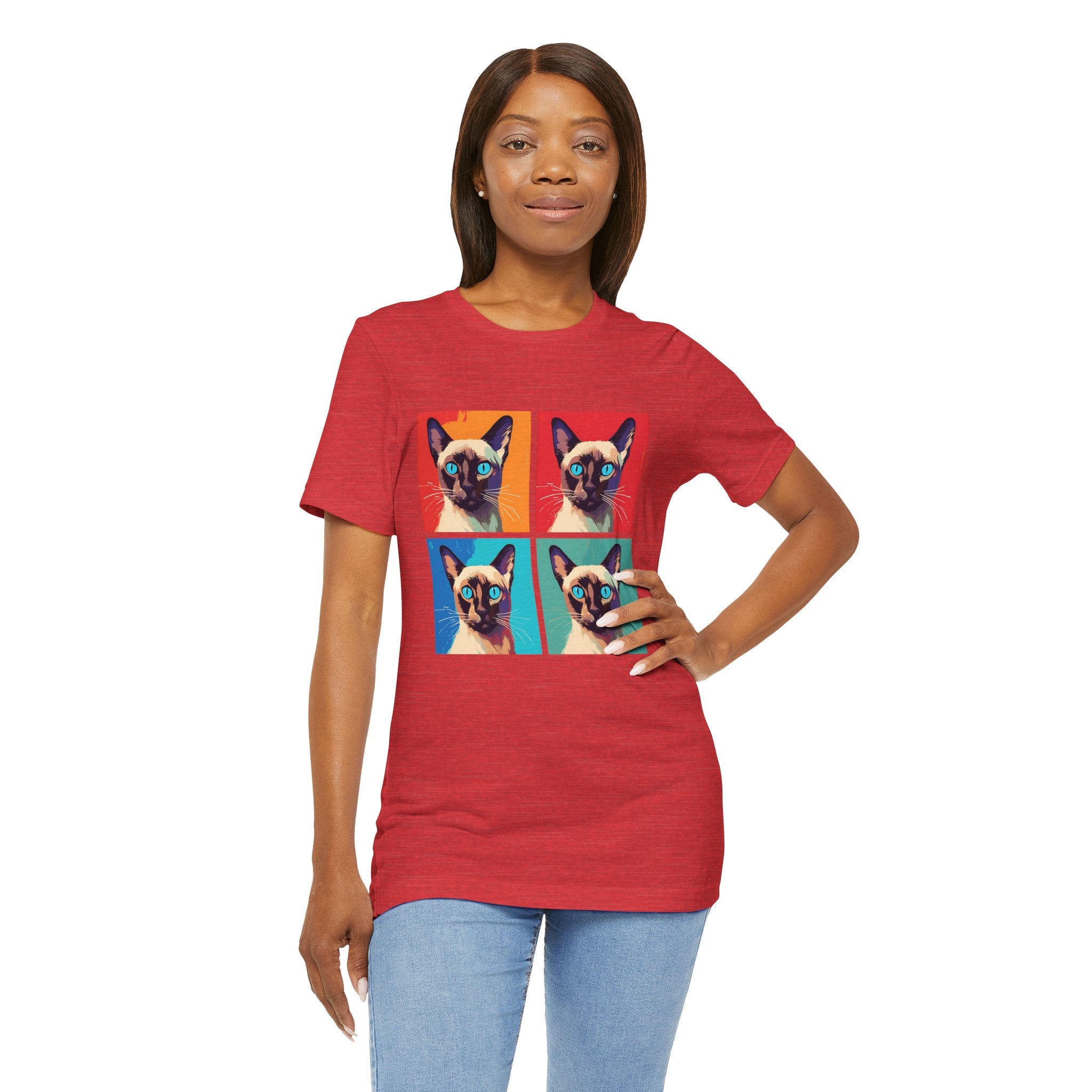 Colorful Siamese Cat Tee, Fun Graphic T-Shirt, Cat Lover Gift, Pop Art Style, Unique Animal Shirt, Casual Wear, Birthday Present