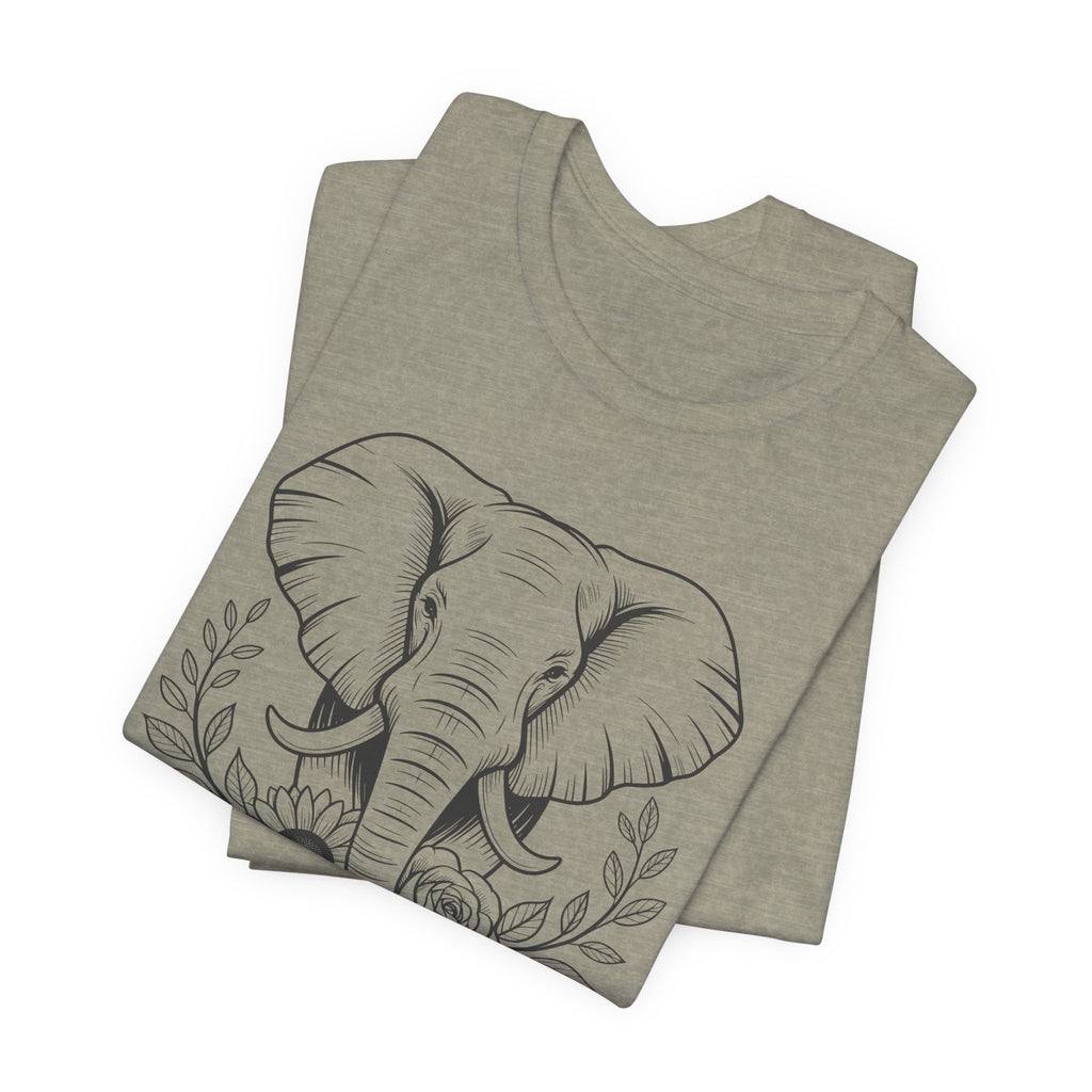 Elephant & Floral Strength T-Shirt — "Strength Meets Beauty"