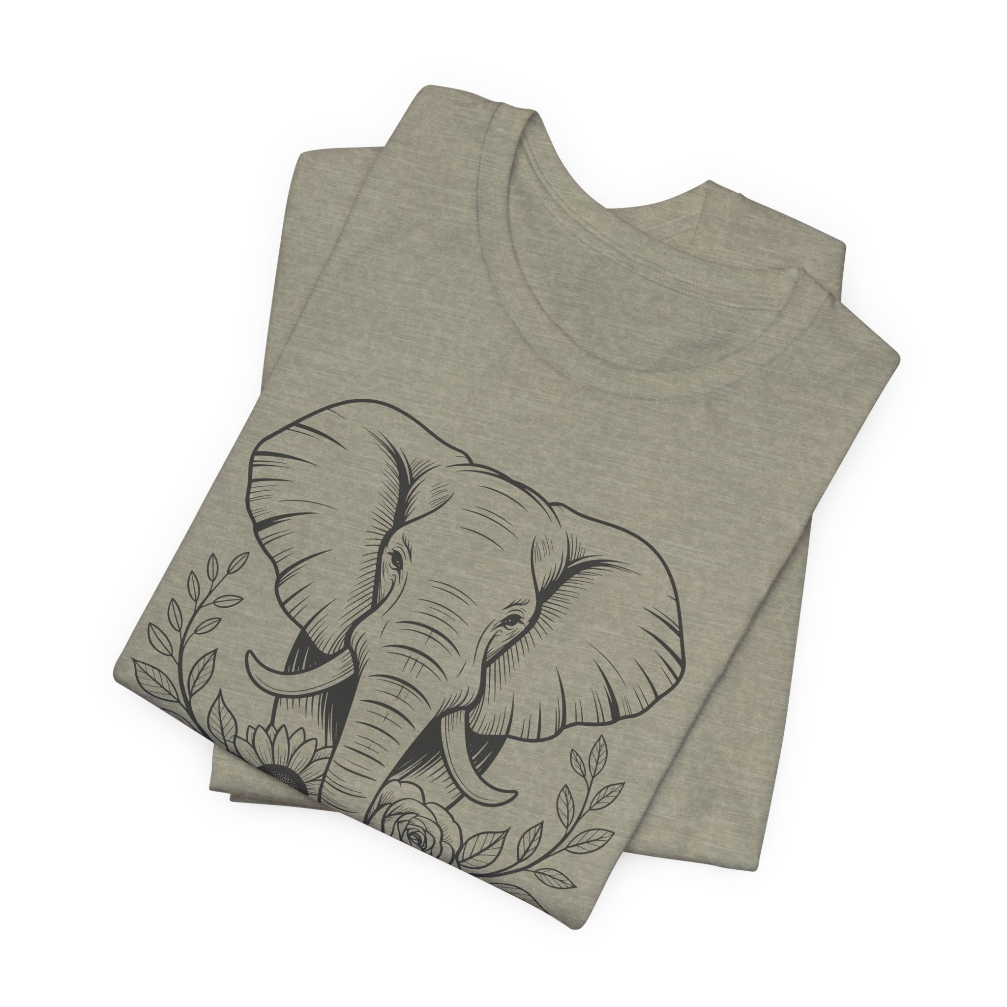 Elephant & Floral Strength T-Shirt — "Strength Meets Beauty"