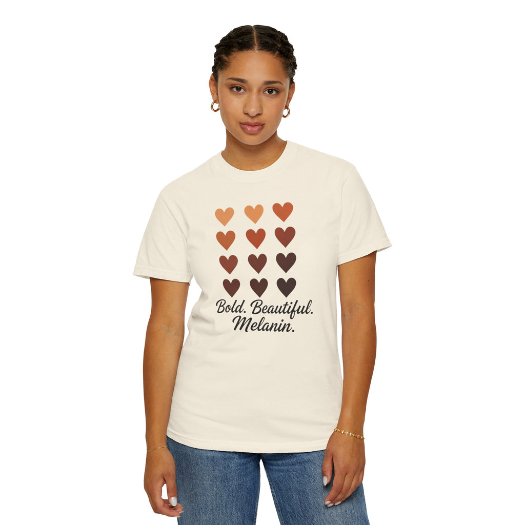 Bold Beautiful Melanin Hearts Tee