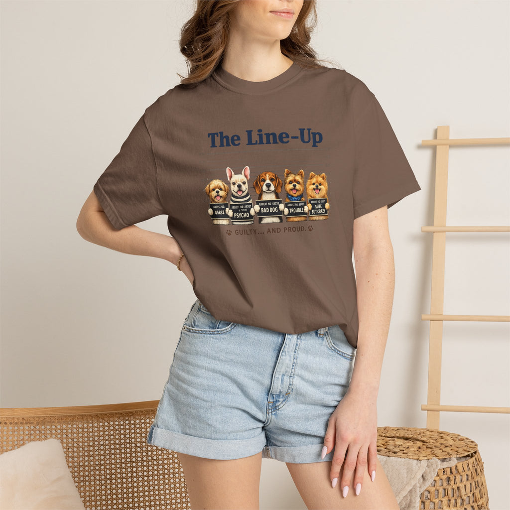 The Line-Up Cute Dog Mugshot T-Shirt — "Guilty and Adorable"