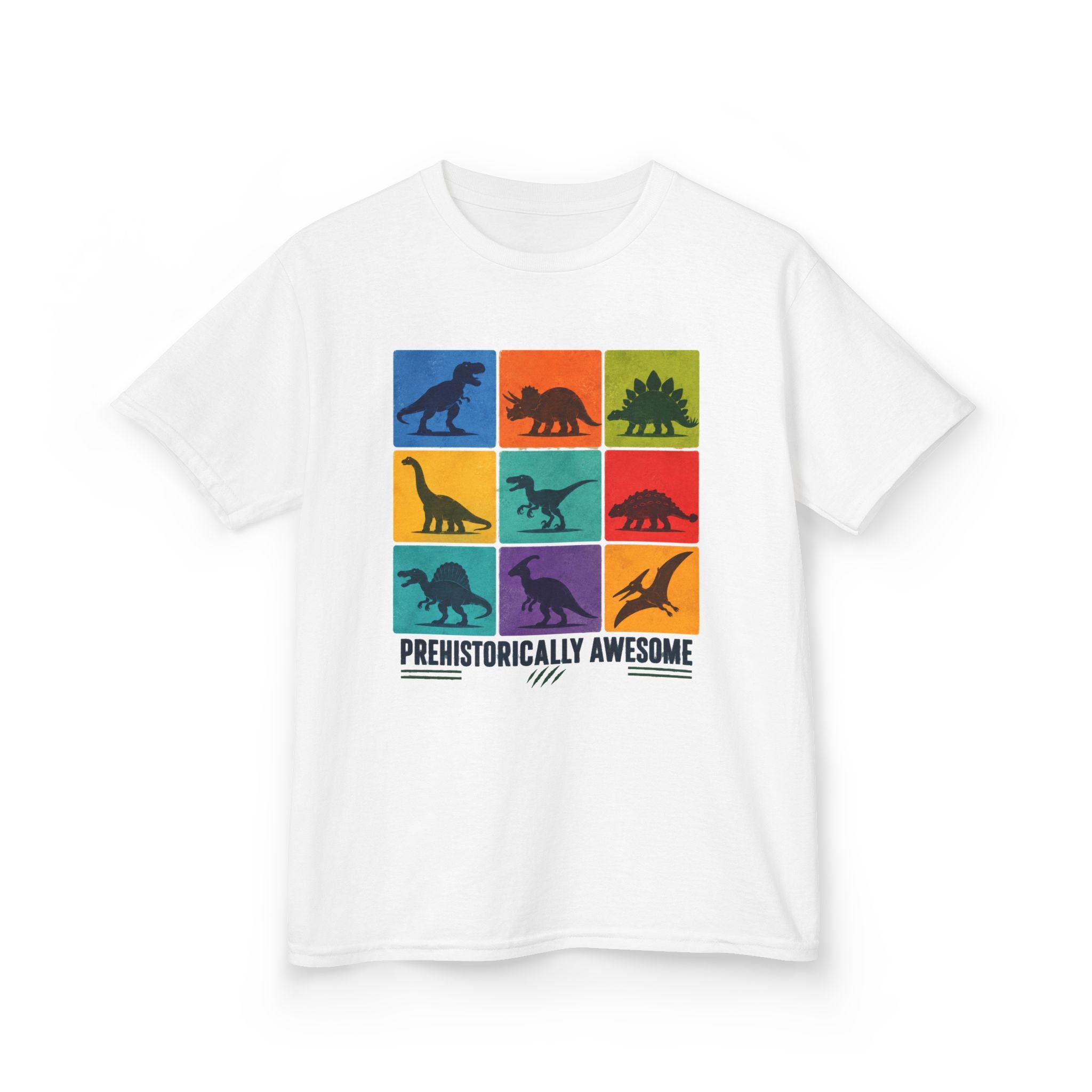 Kids- Prehistorically Awesome™ Dinosaur T-Shirt – Colorful Dino