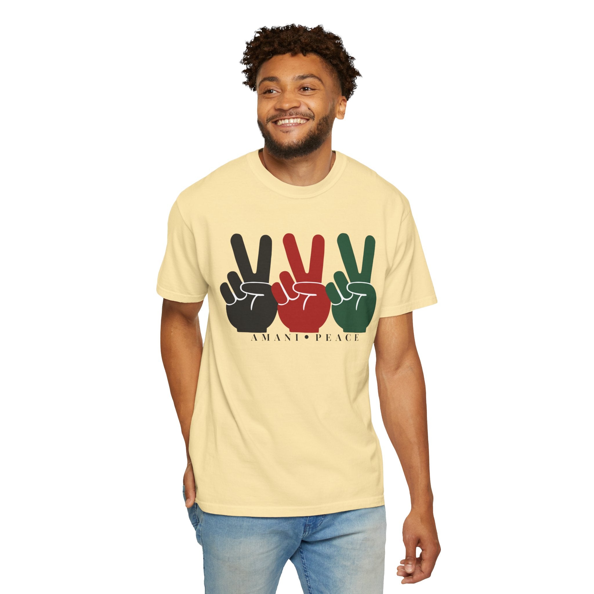 Peace Sign Trio T-Shirt — Black Red Green Retro Vibes