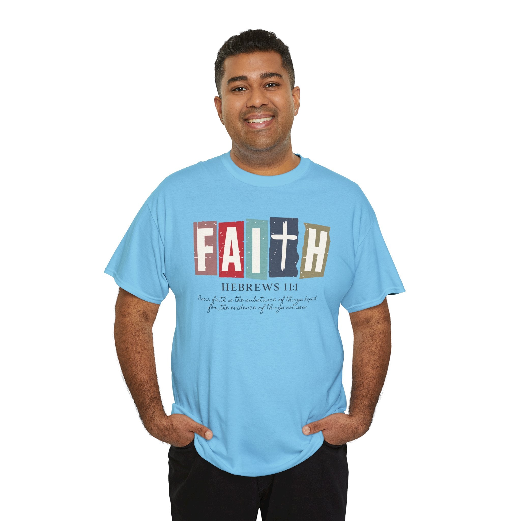 Funky Christian Tee - Colorful FAITH Design - Hebrews 11:1