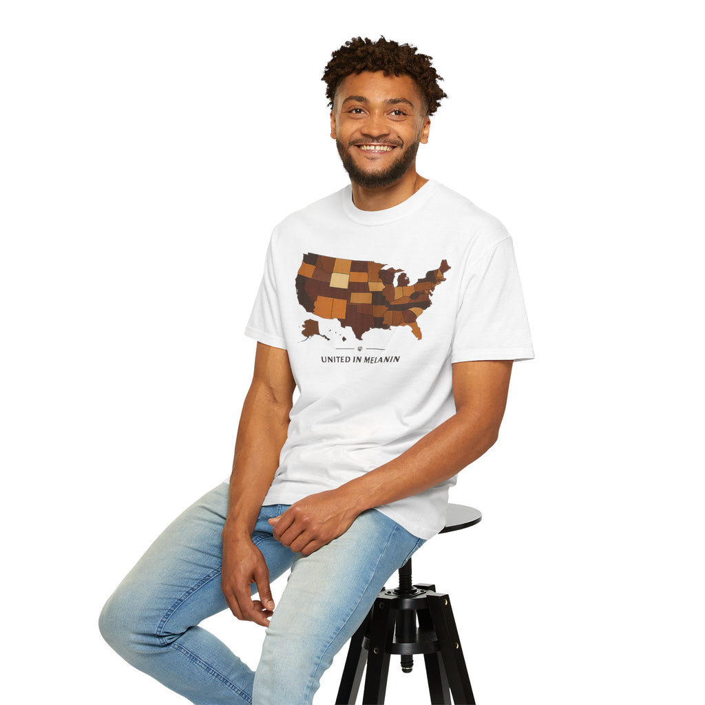 United in Melanin T-Shirt — Brown Shades USA Map Pride Tee