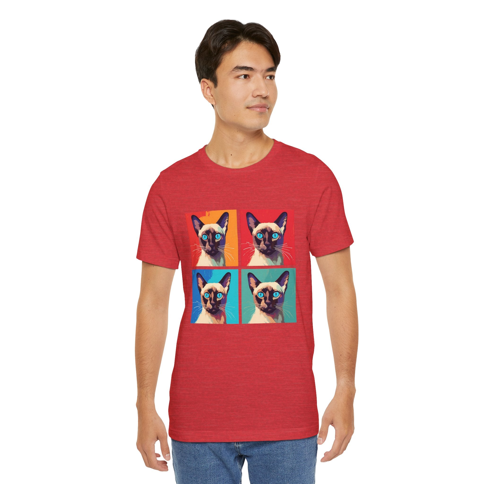 Colorful Siamese Cat Tee, Fun Graphic T-Shirt, Cat Lover Gift, Pop Art Style, Unique Animal Shirt, Casual Wear, Birthday Present